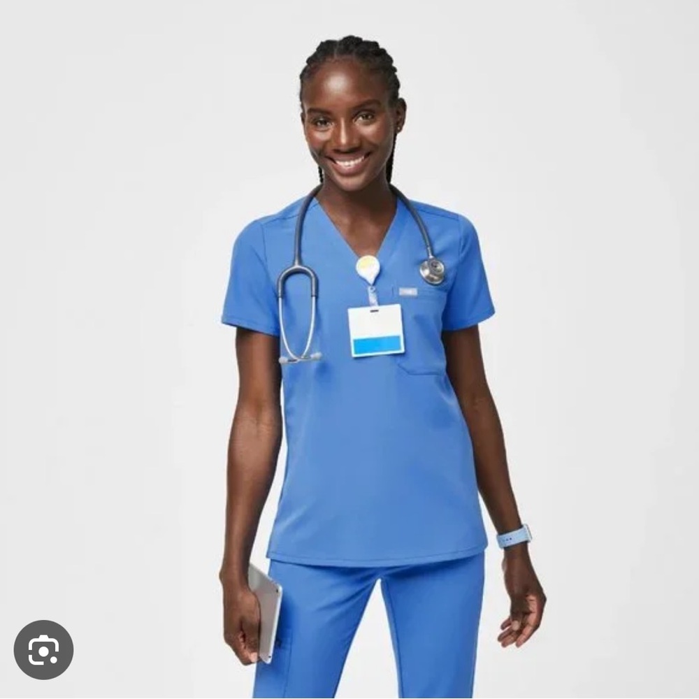 Figs Catarina One-Pocket Scrub Top - Limited Edition Capri Blue XS